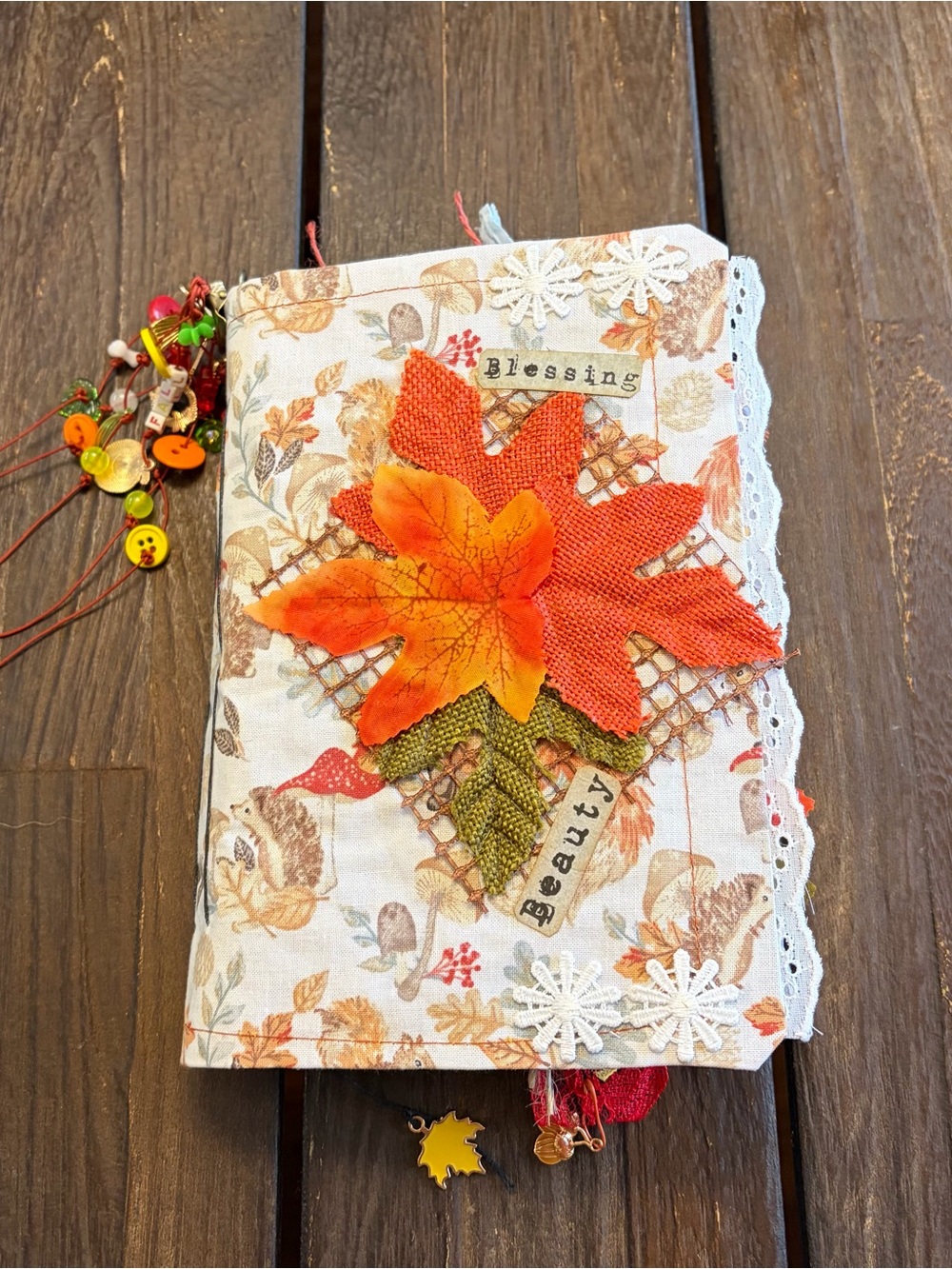 Fall Autumn Junk Journal Thanksgiving Leaves Gratitude Softcover Decorated 3 Sig